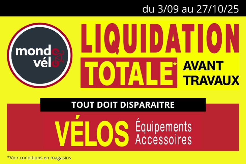 Liquidation totale avant travaux magasin vélo Mondovélo